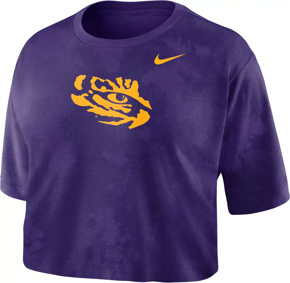 Nike Women's LSU Tigers Purple Cotton Cropped T-Shirt