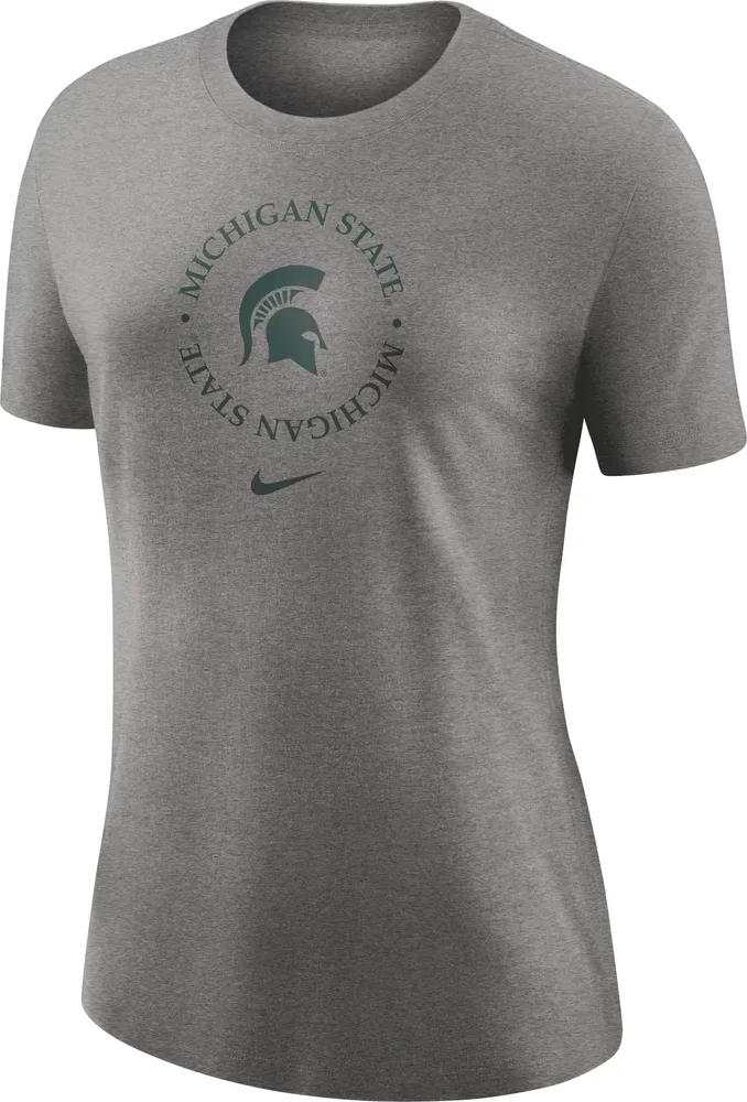 Nike Women's Michigan State Spartans Grey Dri-FIT Cotton Crew T-Shirt