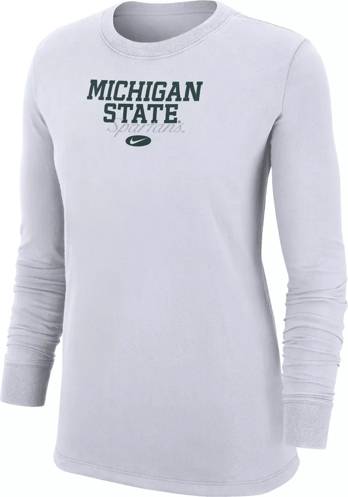 Nike Women's Michigan State Spartans White Crew Long Sleeve T-Shirt