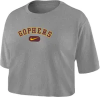 Nike Women's Minnesota Golden Gophers Grey Dri-FIT Cotton Crop T-Shirt