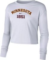 Nike Women's Minnesota Golden Gophers White Dri-FIT Cotton Long Sleeve Crop T-Shirt