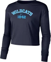 Nike Women's Villanova Wildcats Navy Dri-FIT Cotton Long Sleeve Crop T-Shirt