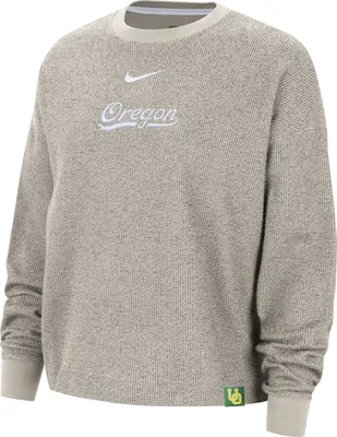 Nike Women's Oregon Ducks Cream Yoga Oversized Crew Neck Sweatshirt