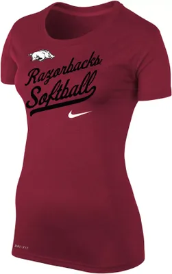 Nike Women's Arkansas Razorbacks Cardinal Softball Dri-FIT Legend T-Shirt