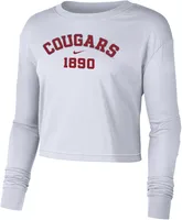 Nike Women's Washington State Cougars White Dri-FIT Cotton Long Sleeve Crop T-Shirt