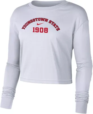 Nike Women's Youngstown State Penguins White Dri-FIT Cotton Long Sleeve Crop T-Shirt