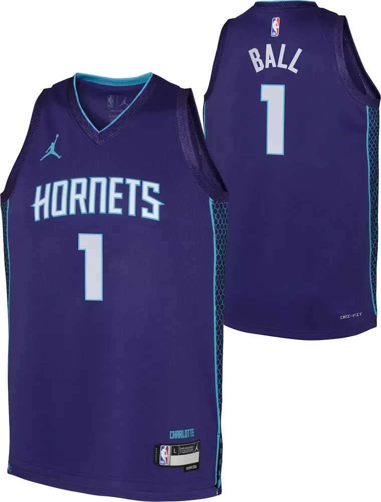 Nike Youth Charlotte Hornets LaMelo Ball #1 Purple Dri-FIT Swingman Jersey