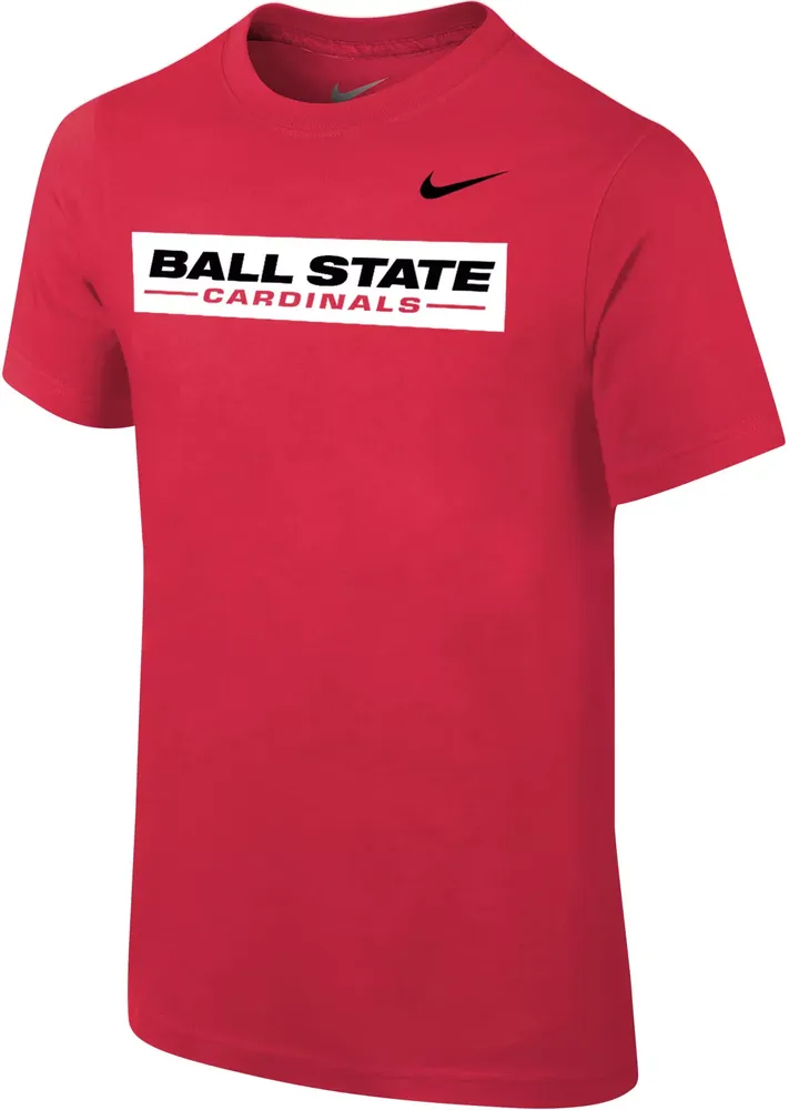 Nike Youth Ball State Cardinals Cardinal Core Cotton Wordmark T-Shirt