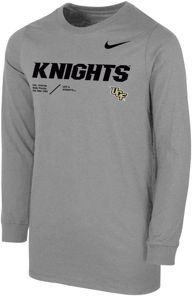 Nike Youth UCF Knights Grey Cotton Football Sideline Team Issue Long Sleeve T-Shirt