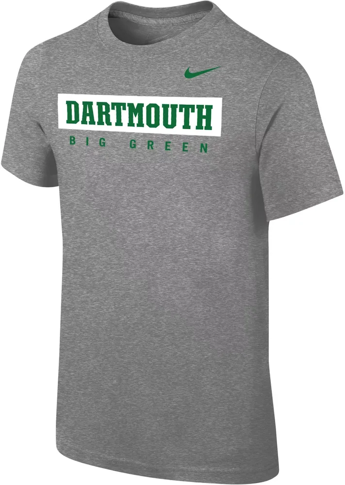 Nike Youth Dartmouth Big Green Grey Core Cotton Wordmark T-Shirt