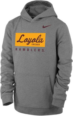 Nike Youth Loyola-Chicago Ramblers Grey Club Fleece Pullover Hoodie