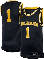 Jordan Youth Michigan Wolverines #1 Blue Replica Basketball Jersey