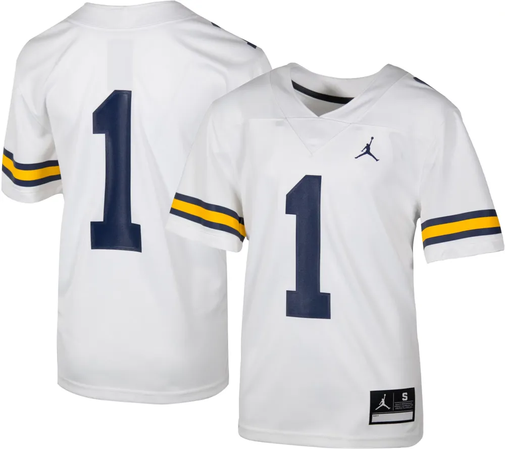 Jordan Youth Michigan Wolverines #1 White Untouchable Game Football Jersey