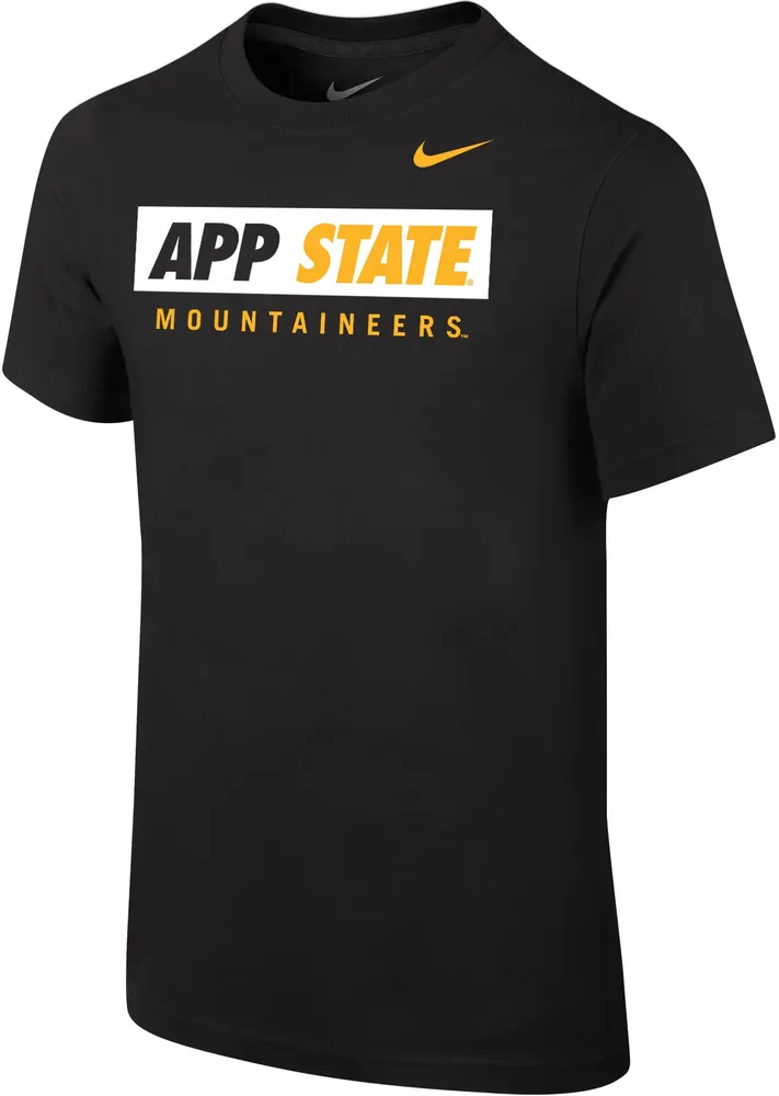 Nike Youth Appalachian State Mountaineers Black Core Cotton Wordmark T-Shirt