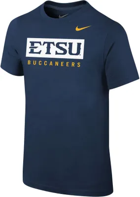 Nike Youth East Tennessee State Buccaneers Navy Core Cotton Wordmark T-Shirt
