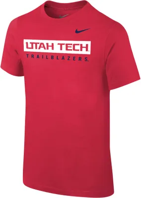 Nike Youth Utah Tech Trailblazers Red Core Cotton Wordmark T-Shirt