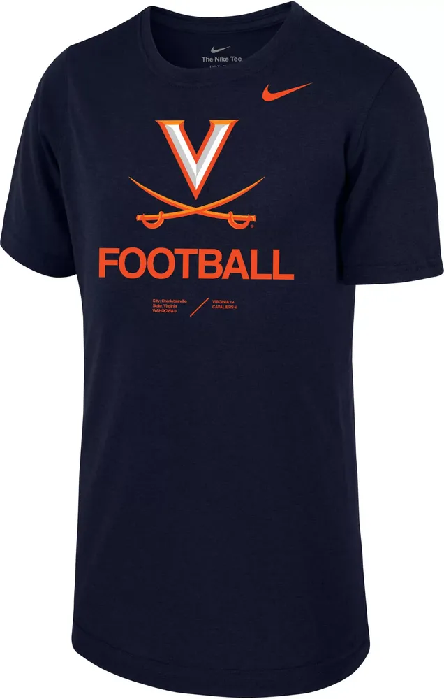 Nike Youth Virginia Cavaliers Blue Dri-FIT Legend Football Sideline Team Issue T-Shirt