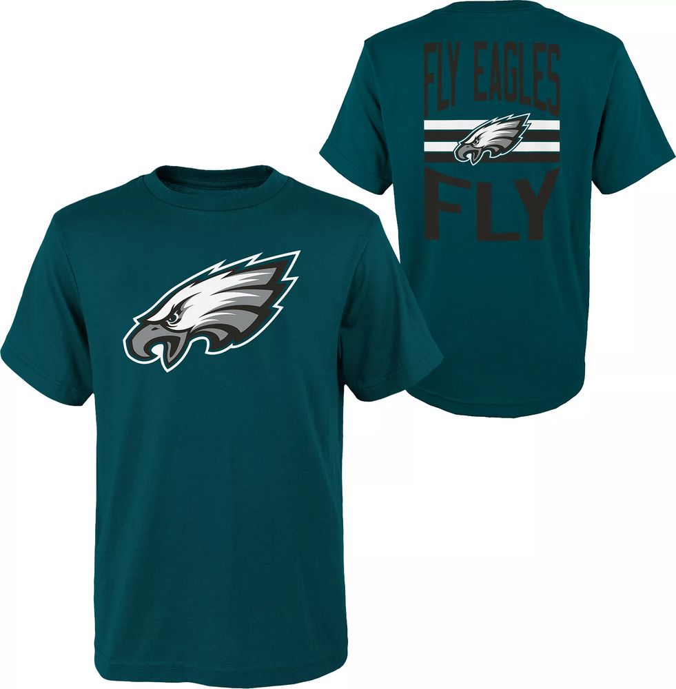NFL Team Apparel Youth Philadelphia Eagles Slogan Back Green T-Shirt