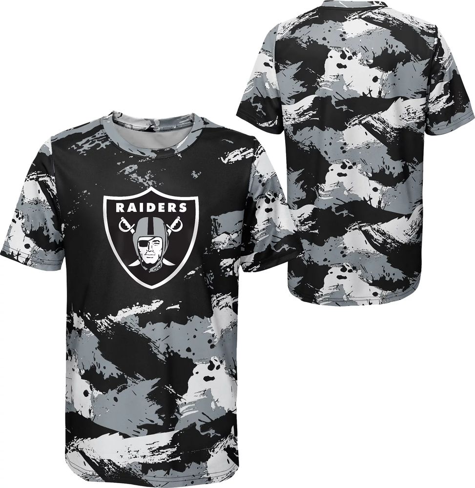 Las Vegas Raiders Youth Logo Allover Print Long Sleeve T-Shirt