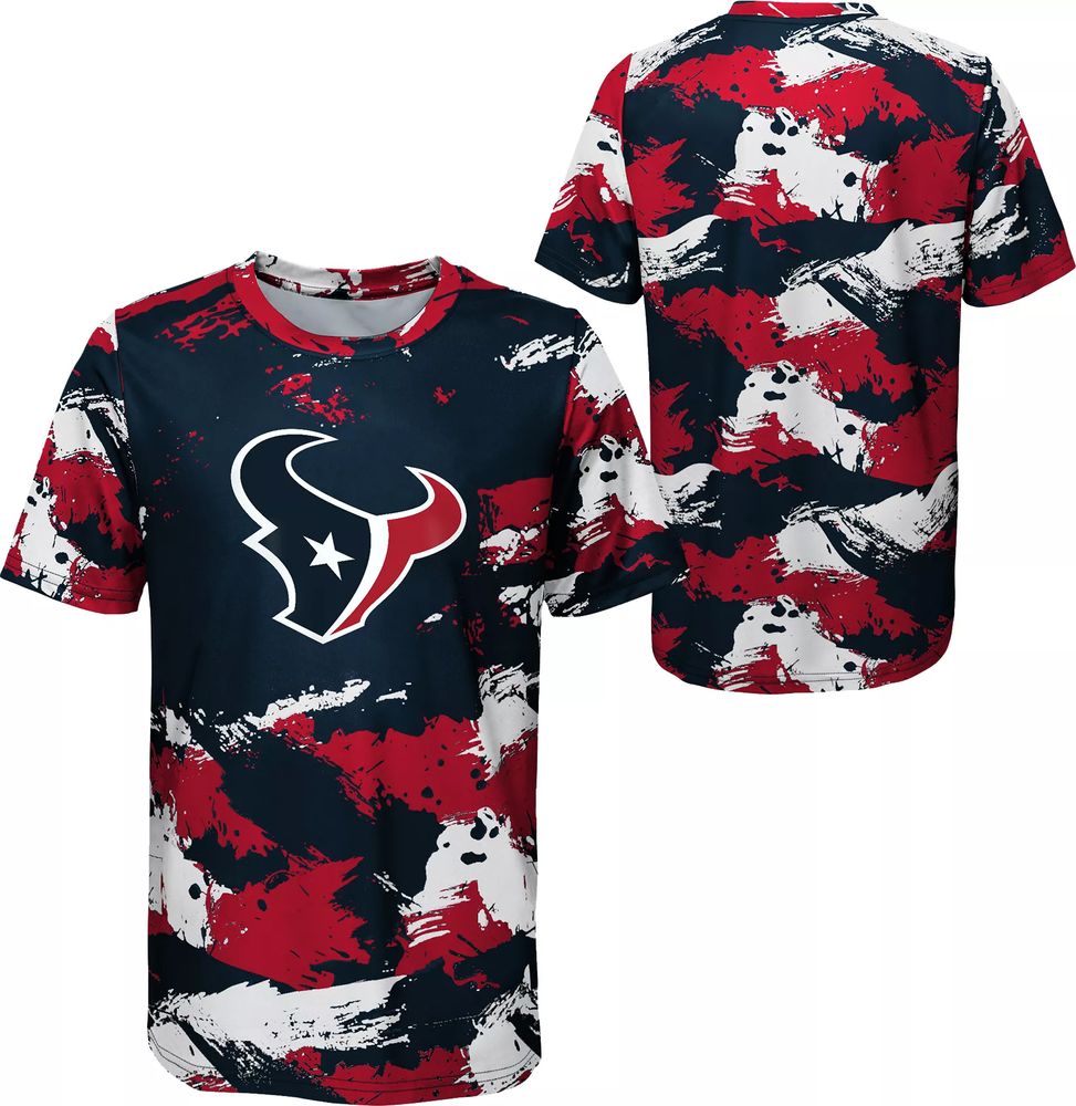 NFL Team Apparel Youth Houston Texans Cross Pattern Navy T-Shirt
