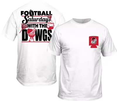 New World Graphics Men's Georgia Bulldogs White Football Saturdays with the Dawgs T-Shirt