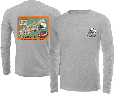 New World Graphics Men's Tennessee Volunteers Grey Vintage Map Long Sleeve T-Shirt