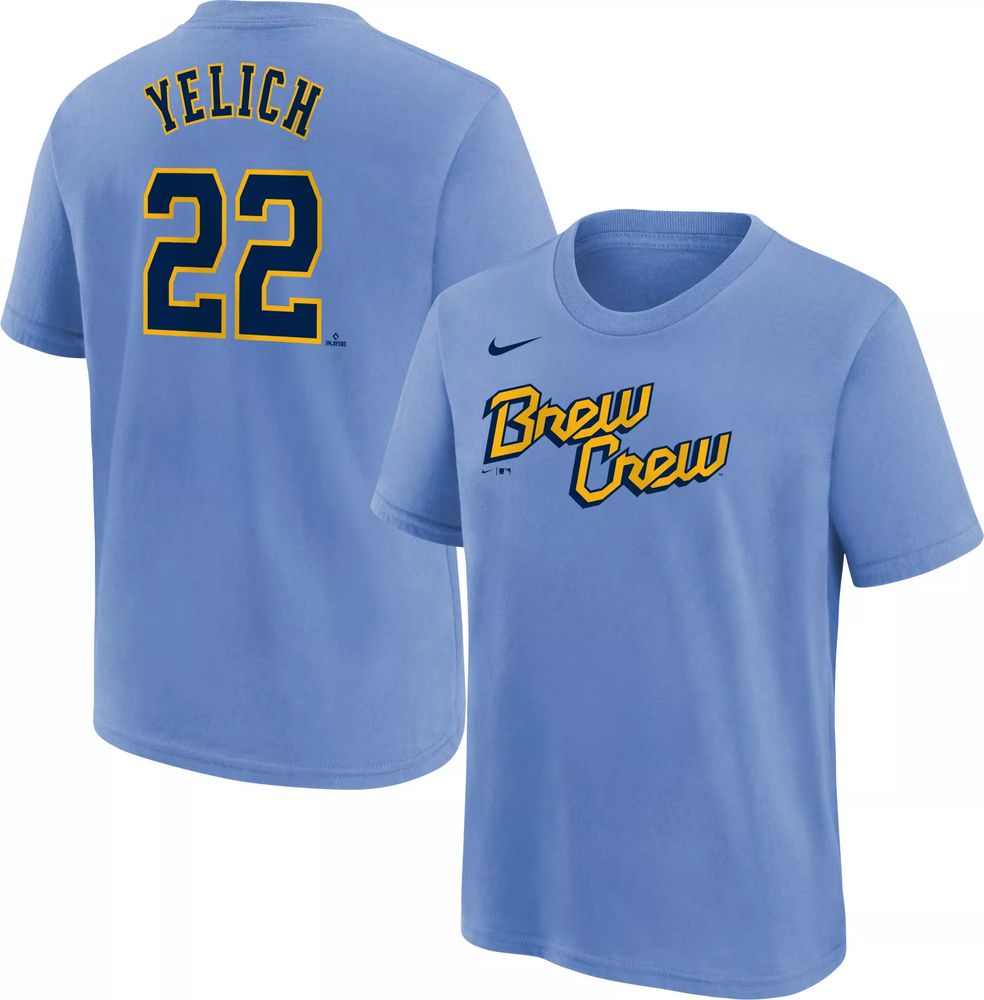 Men's Christian Yelich Milwaukee Brewers Brew Crew Baseball City connect  Jersey