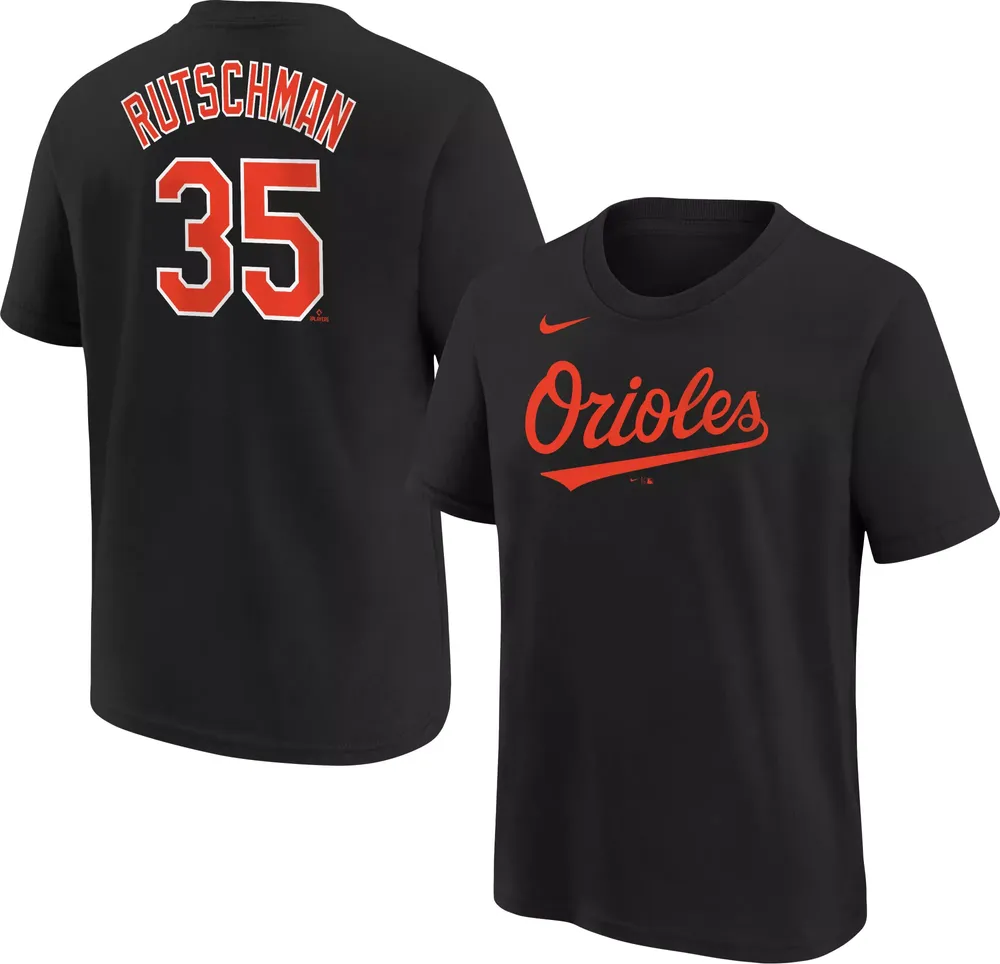 MLB Team Apparel Youth Baltimore Orioles Adley Rutschman #35 Black T-Shirt