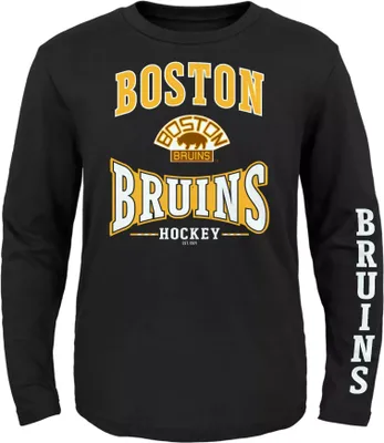 NHL Youth Boston Bruins Centerline Black V-Neck Long Sleeve Shirt