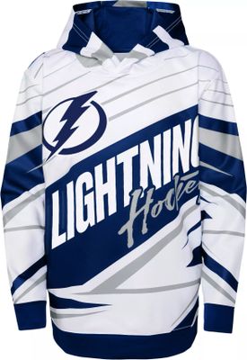 NHL Youth Tampa Bay Lightning Blue/White Adept Quarterback Pullover Hoodie