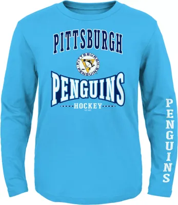 NHL Youth Pittsburgh Penguins Centerline Blue V-Neck Long Sleeve Shirt