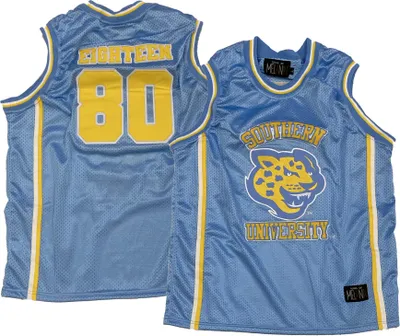 Tones of Melanin Southern University Jaguars Columbia Blue Basketball Jersey