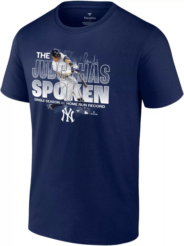 MLB Men's New York Yankees Aaron Judge Navy 'The Judge Has Spoken' Home Run  T-Shirt