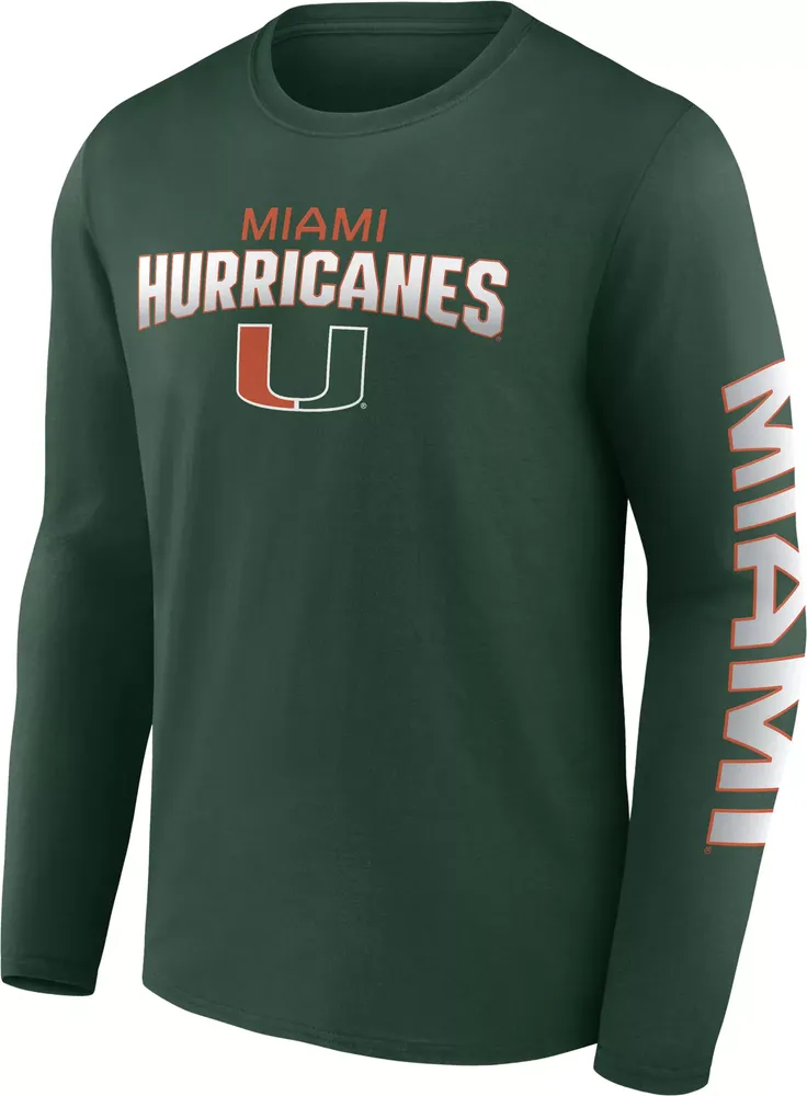 NCAA Men's Miami Hurricanes Green Iconic Anyone's Game Long Sleeve T-Shirt