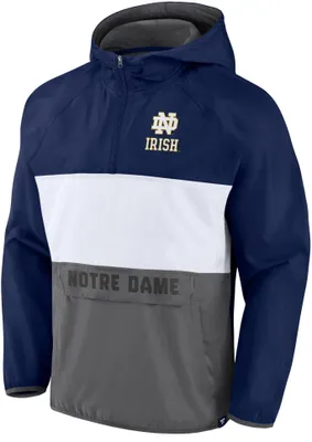 NCAA Men's Notre Dame Fighting Irish Navy Iconic Woven Colorblock Anorak Jacket