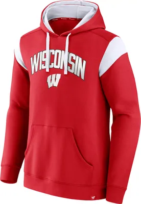 NCAA Men's Wisconsin Badgers Red Colorblock Pullover Hoodie