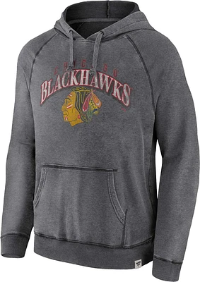 NHL Chicago Blackhawks Vintage Wash Storm Gray Pullover Hoodie