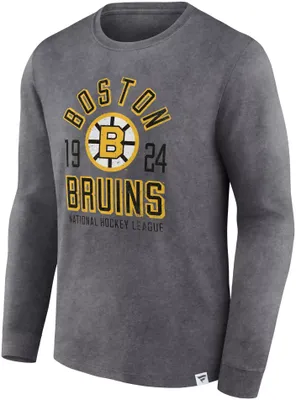 NHL Boston Bruins Vintage Bi-Blend Grey Long Sleeve Shirt