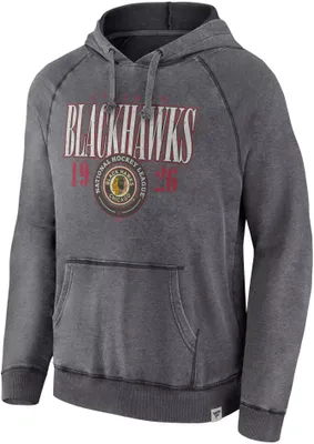 NHL Chicago Blackhawks Vintage Snow Wash Grey Pullover Hoodie