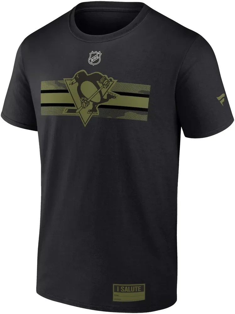 NHL Pittsburgh Penguins 2023 Authentic Pro Military Black T-Shirt