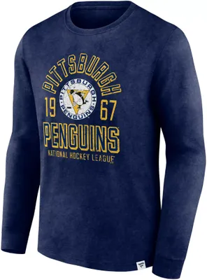 NHL Pittsburgh Penguins Vintage Bi-Blend Navy Long Sleeve Shirt