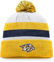 NHL Nashville Predators Stripe Gold Pom Cuffed Beanie