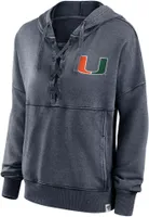 NCAA Women's Miami Hurricanes Grey True Classic Acid Wash Lace Up Hoodie