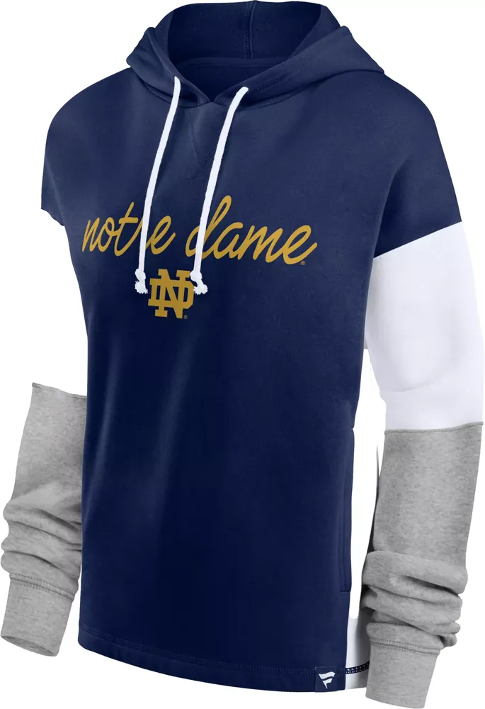 NCAA Women's Notre Dame Fighting Irish Navy Iconic Colorblock Pullover Hoodie