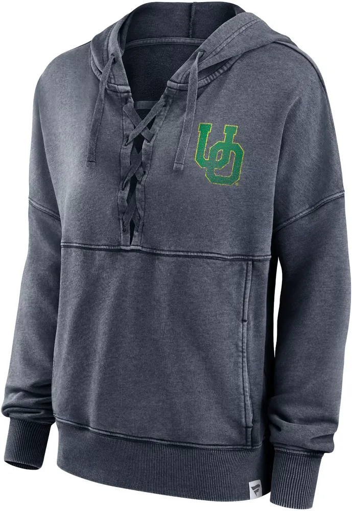 NCAA Women's Oregon Ducks Grey True Classic Acid Wash Lace Up Hoodie