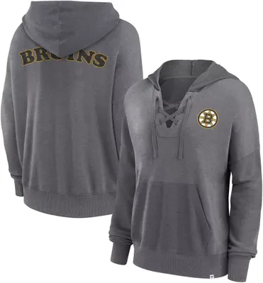 NHL Women's Boston Bruins Snow Wash Grey Pullover Hoodie