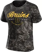 NHL Women's Boston Bruins Bleach Dye Black T-Shirt