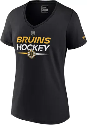 NHL Women's Boston Bruins 2023 Authentic Pro Primary Logo Black V-Neck T-Shirt