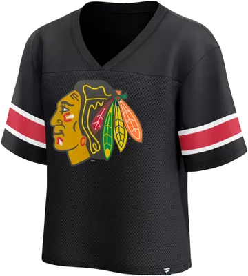 NHL Women's Chicago Blackhawks Mesh Black V-Neck T-Shirt