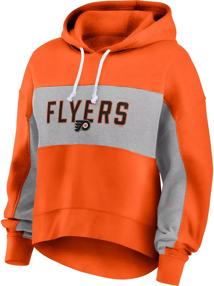 NHL Women's Philadelphia Flyers Filled Stat Sheet Orange Pullover Hoodie